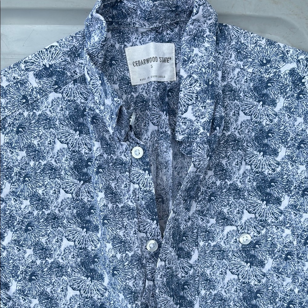 Blue Paisley Casual Button Down Shirt
